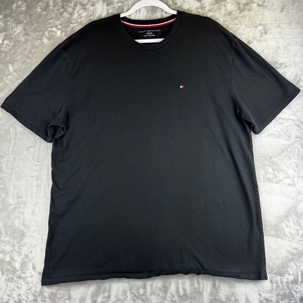 Tommy Hilfiger T-Shirt Mens XXL Black Short Sleeve Embroidered Logo (1560)